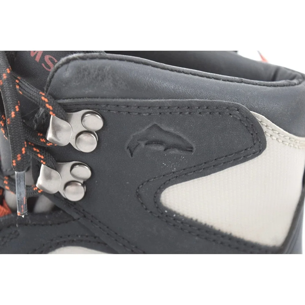 Simms Wading Boots Mens Black Grey Orange Good Felt Sole Fly Fishing Gear